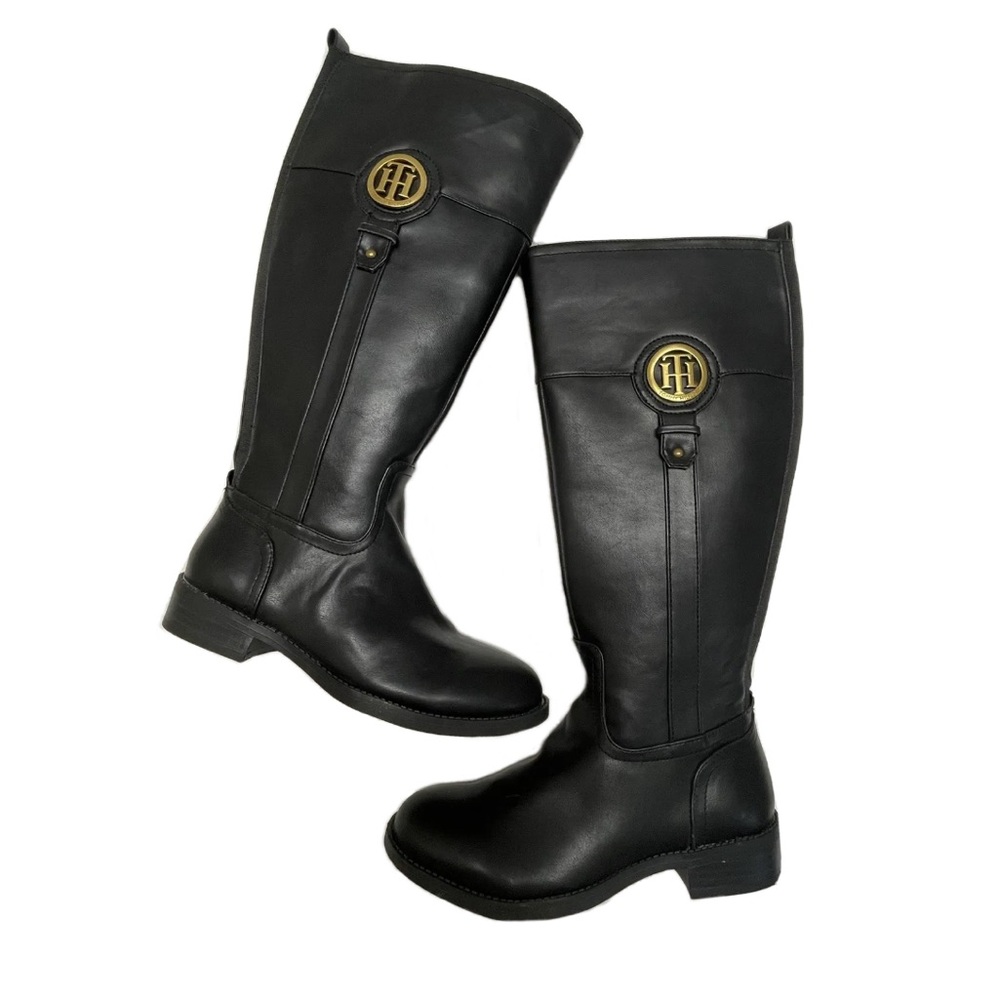 NEW Tommy Hilfiger Twilia Boots Inner Zip Synthetic Textile Upper Black Sz 5